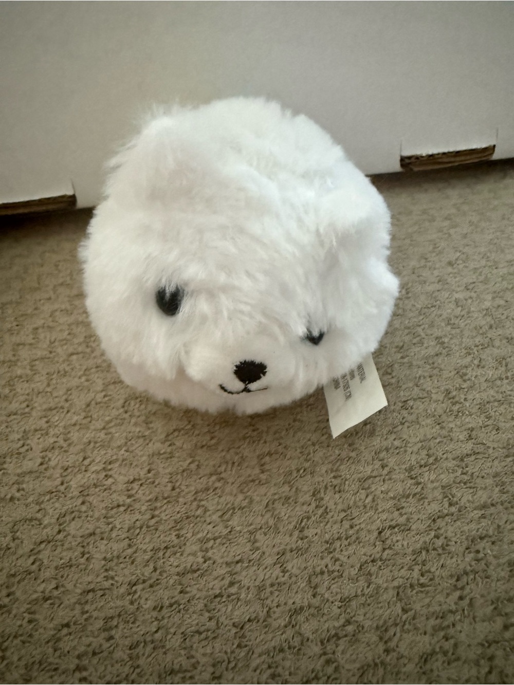 White Plush Round Seal Stuffed Animal - Soft Fluffy Toy